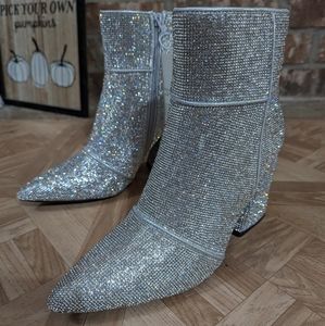 NWT Target A New Day Cailin Rhinestone Ankle Boots in Silver